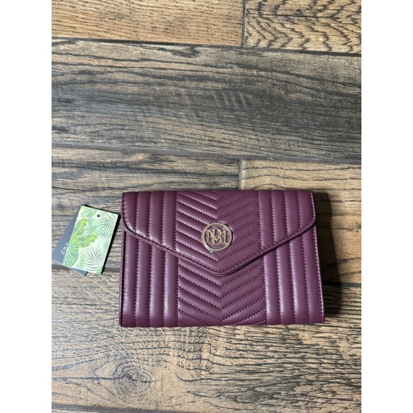 Studio Badgley Mischka Handbags - Studio Badgley Mischka Quilted‎ Chevron Clutch Wallet Plum NWT
